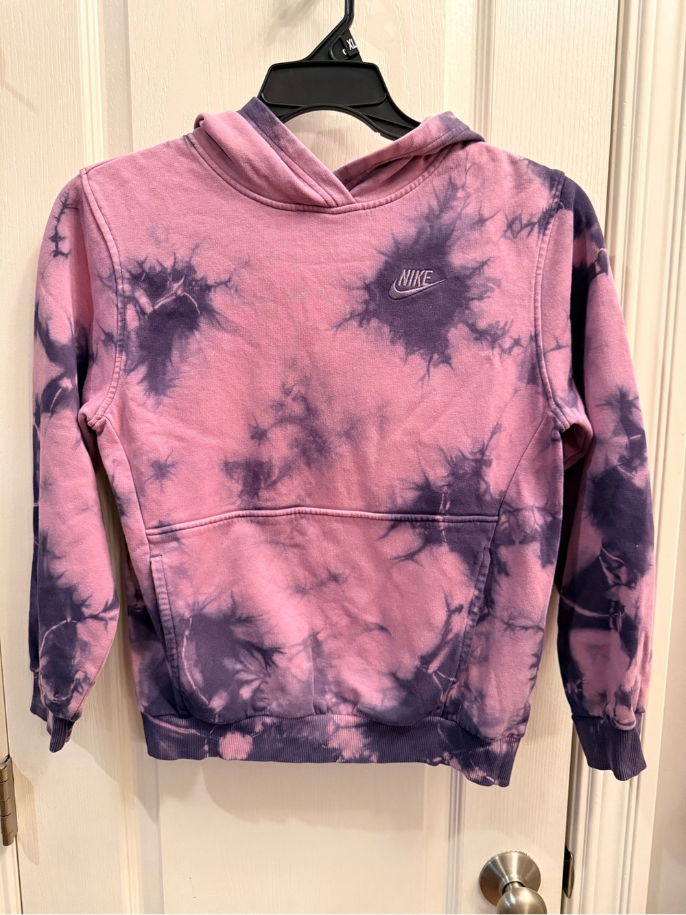 Nike Pink and Purple Tie-Dye Pullover Hoodie. Girls size Large